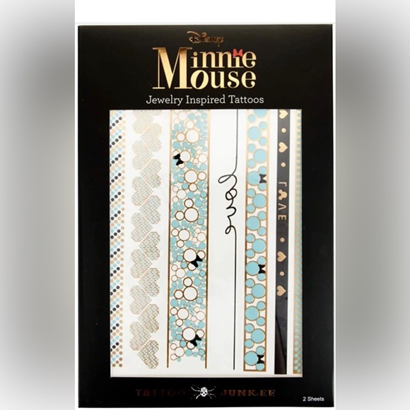 Disney Accessories - NEW Disney Minnie Mouse Jewelry Inspired Tattoo Junkee Pack of 2 Sheets Gold